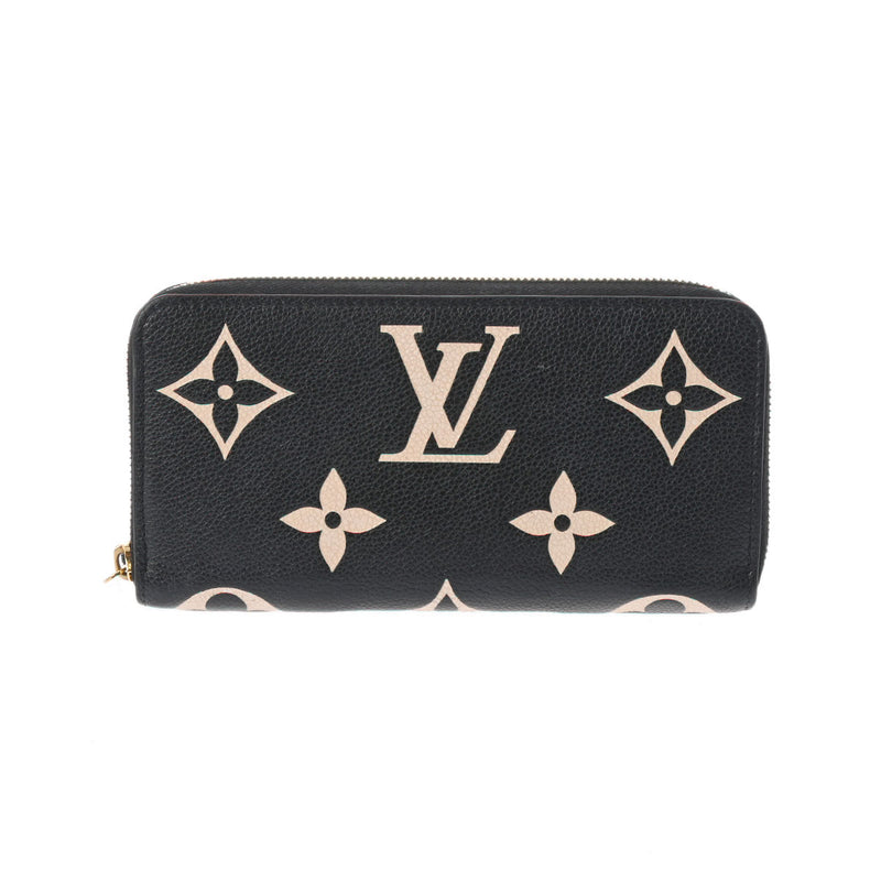 LOUIS VUITTON ルイヴィトン モノグラムアンプラント ジッピーウォレット ブラック/ベージュ M80481 レディース レザー 長財布 Bランク 中古 銀蔵