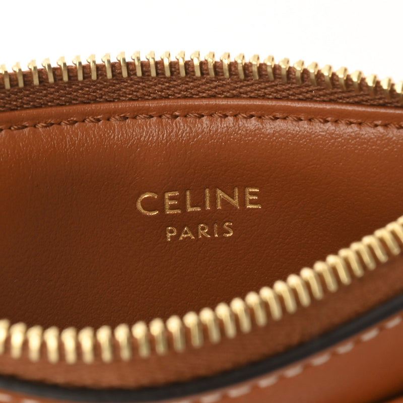 CELINE セリーヌ ジップ付きカードホルダー タン 10K58 レディース スムースラムスキン カードケース 未使用 銀蔵