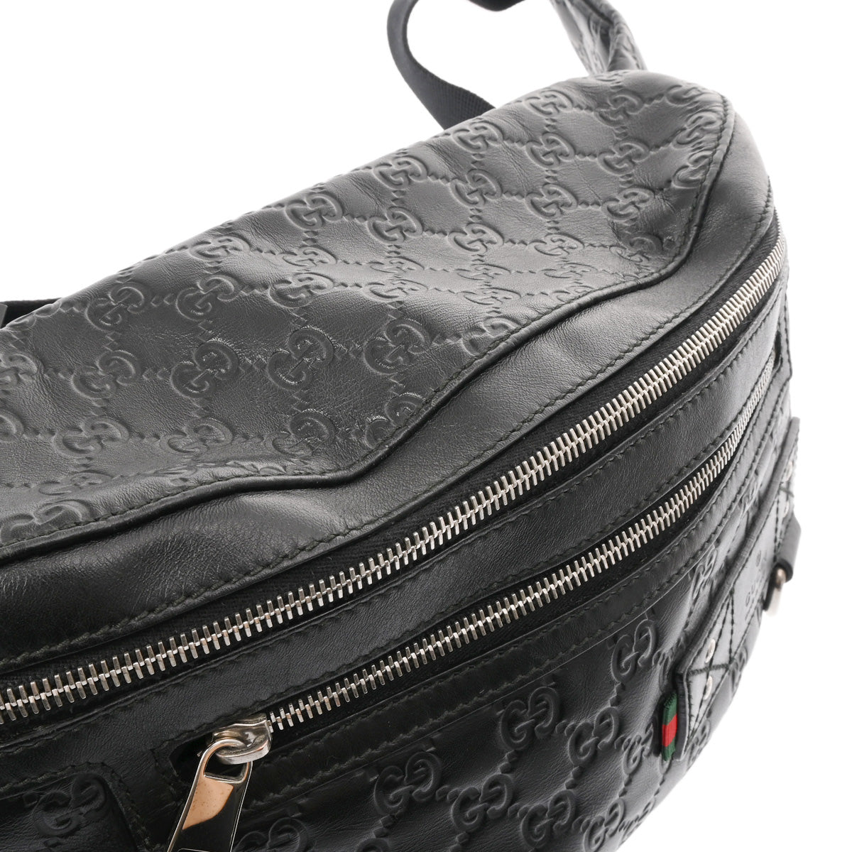 美品 GUCCI ブラック ボディバッグ GGパターン 246409 グッチシマ （美品）グッチ GUCCI ボディバッグ ウエストポーチ 246409