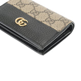 GUCCI グッチ GGマーモント コンパクトウォレット  ベージュ/黒 ゴールド金具 レディース レザー 三つ折り財布 Bランク 中古 銀蔵