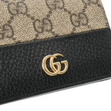 GUCCI グッチ GGマーモント コンパクトウォレット  ベージュ/黒 ゴールド金具 レディース レザー 三つ折り財布 Bランク 中古 銀蔵