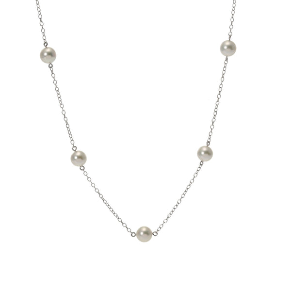 MIKIMOTO ミキモト パールネックレス レディース K18ホワイトゴールド ネックレス Aランク 中古 銀蔵