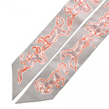 HERMES エルメス ツイリー CHEVAUX EN LIBERTE RM/GRIS PERLE/ROUGE/B グレー レディース シルク100％ スカーフ 未使用 銀蔵