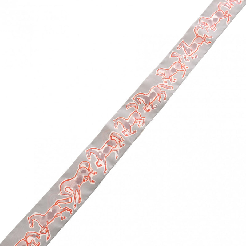HERMES エルメス ツイリー CHEVAUX EN LIBERTE RM/GRIS PERLE/ROUGE/B グレー レディース シルク100％ スカーフ 未使用 銀蔵