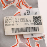 HERMES エルメス ツイリー CHEVAUX EN LIBERTE RM/GRIS PERLE/ROUGE/B グレー レディース シルク100％ スカーフ 未使用 銀蔵