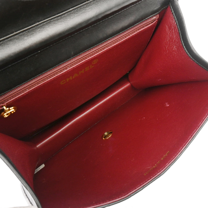 CHANEL シャネル マトラッセ プッシュロック チェーンショルダー ブラック レディース ラムスキン ショルダーバッグ ABランク 中古 銀蔵