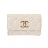 CHANEL シャネル クルーズライン カードケース ホワイト GP金具 AP3130 レディース キャビアスキン カードケース Bランク 中古 銀蔵