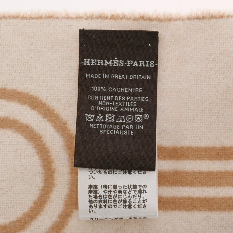 HERMES エルメス カザック キー コレクション キャメル/ホワイト レディース カシミヤ100％ マフラー 未使用 銀蔵