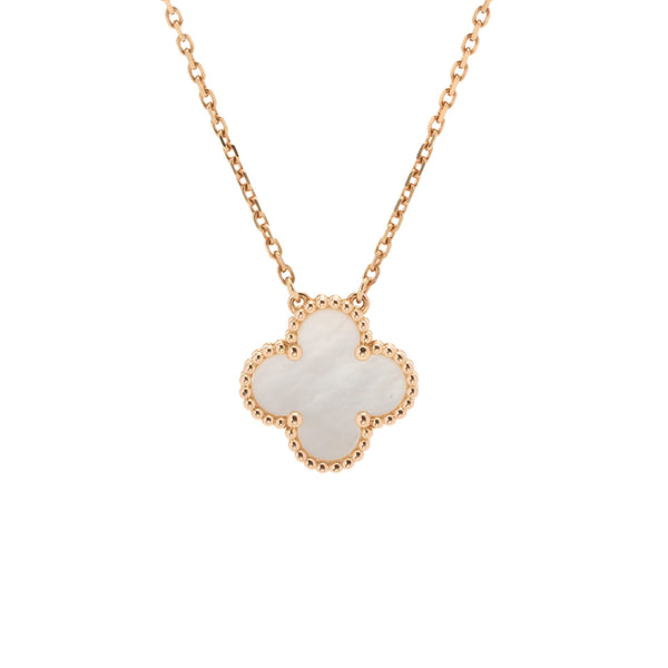 VAN CLEEF & ARPELS ヴァンクリーフ＆アーペル ヴィンテージアルハンブラ  ゴールド/ホワイト レディース K18イエローゴールド YG ネックレス Aランク 中古 銀蔵
