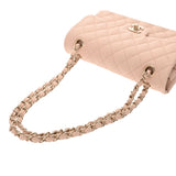 CHANEL シャネル マトラッセ チェーンショルダー 23cm Wフラップ ピンクベージュ系 レディース キャビアスキン ショルダーバッグ Aランク 中古 銀蔵