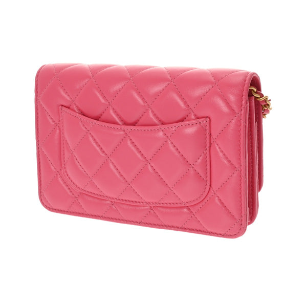 CHANEL シャネル マトラッセ ハート チェーンウォレット ピンク AP3285 レディース ラムスキン ショルダーバッグ Aランク 中古 銀蔵