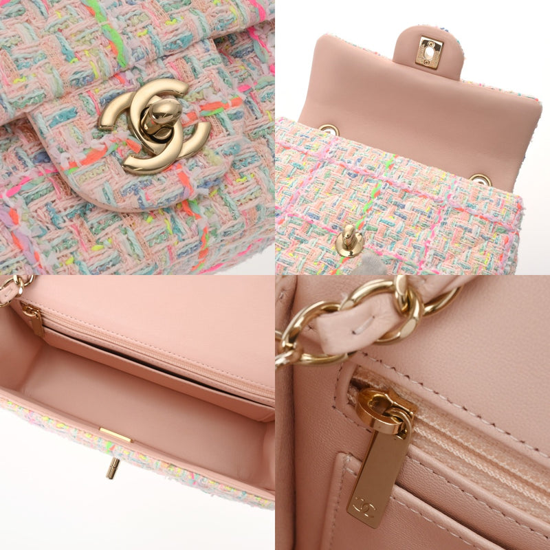 CHANEL シャネル マトラッセ ミニチェーンショルダー マルチカラー ユニセックス ツイード ショルダーバッグ Aランク 中古 銀蔵