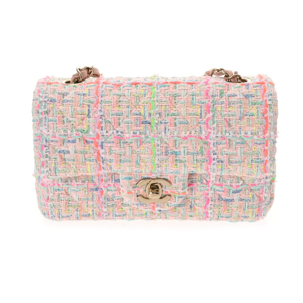 CHANEL シャネル マトラッセ ミニチェーンショルダー マルチカラー ユニセックス ツイード ショルダーバッグ Aランク 中古 銀蔵