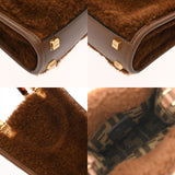 FENDI フェンディ サンシャインショッパー ミニ ２WAY ブラウン 8BS051 レディース ムートン ハンドバッグ Aランク 中古 銀蔵