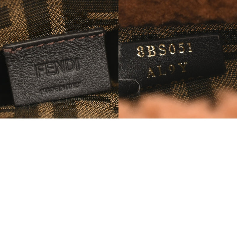 FENDI フェンディ サンシャインショッパー ミニ ２WAY ブラウン 8BS051 レディース ムートン ハンドバッグ Aランク 中古 銀蔵