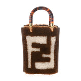 FENDI フェンディ サンシャインショッパー ミニ ２WAY ブラウン 8BS051 レディース ムートン ハンドバッグ Aランク 中古 銀蔵