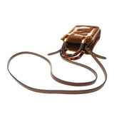 FENDI フェンディ サンシャインショッパー ミニ ２WAY ブラウン 8BS051 レディース ムートン ハンドバッグ Aランク 中古 銀蔵