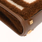 FENDI フェンディ サンシャインショッパー ミニ ２WAY ブラウン 8BS051 レディース ムートン ハンドバッグ Aランク 中古 銀蔵