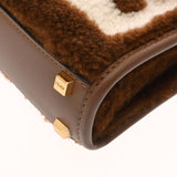 FENDI フェンディ サンシャインショッパー ミニ ２WAY ブラウン 8BS051 レディース ムートン ハンドバッグ Aランク 中古 銀蔵