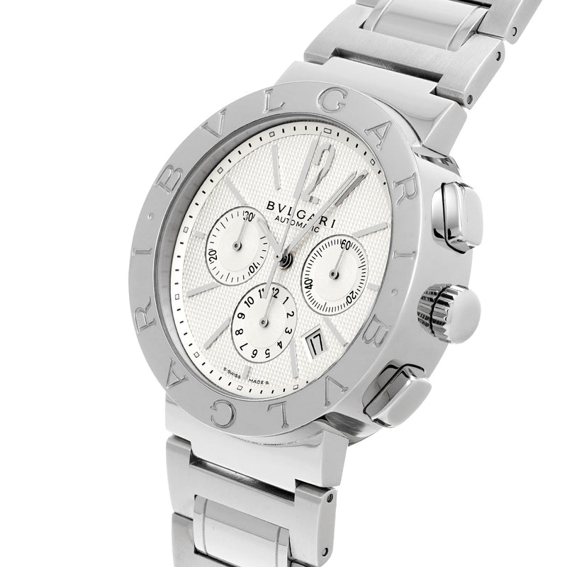 ブルガリ ブルガリブルガリ 42 クロノグラフ BB42CHSS ホワイト メンズ 腕時計 自動巻き 中古 銀蔵