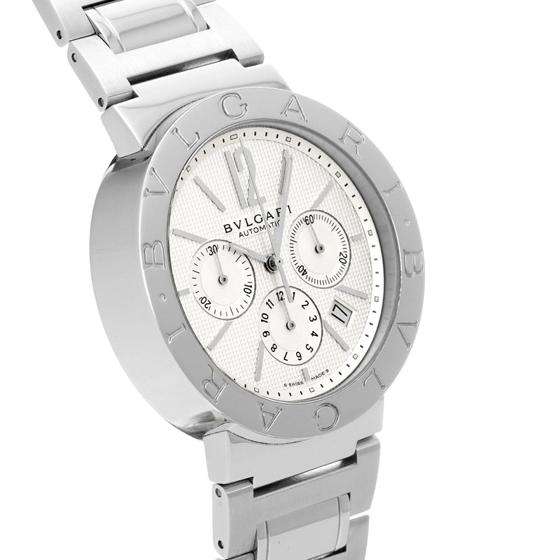 ブルガリ ブルガリブルガリ 42 クロノグラフ BB42CHSS ホワイト メンズ 腕時計 自動巻き 中古 銀蔵