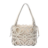 LOEWE ロエベ アナグラム カットアウト トート スモール ホワイト A922Q05X02 レディース カーフ トートバッグ Aランク 中古 銀蔵