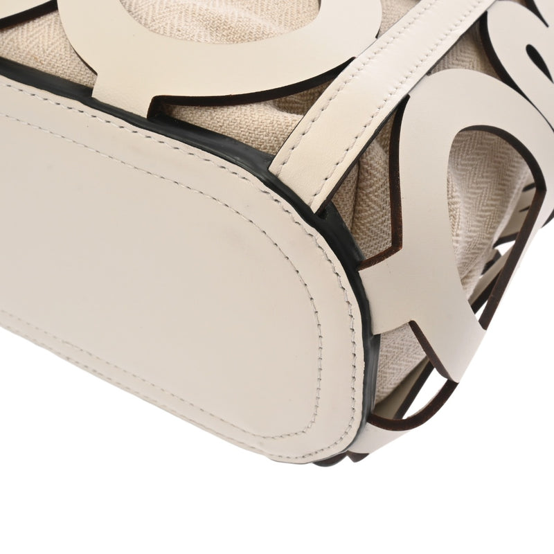 LOEWE ロエベ アナグラム カットアウト トート スモール ホワイト A922Q05X02 レディース カーフ トートバッグ Aランク 中古 銀蔵