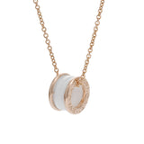 BVLGARI ブルガリ B-ZERO1 レディース K18ピンクゴールド PG ホワイトセラミック ネックレス Aランク 中古 銀蔵