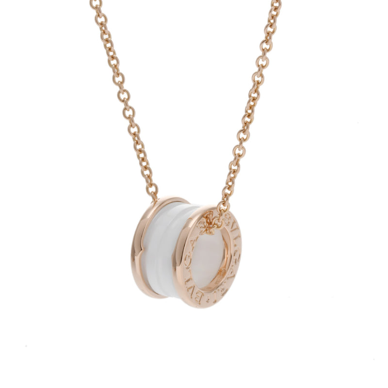 BVLGARI ブルガリ B-ZERO1 レディース K18ピンクゴールド PG ホワイトセラミック ネックレス Aランク 中古 銀蔵