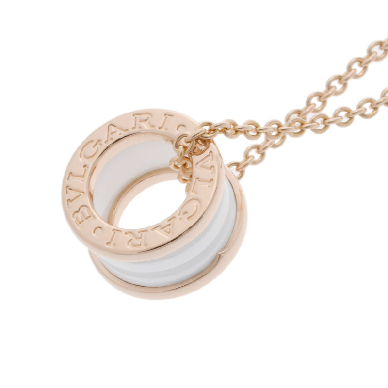 BVLGARI ブルガリ B-ZERO1 レディース K18ピンクゴールド PG ホワイトセラミック ネックレス Aランク 中古 銀蔵