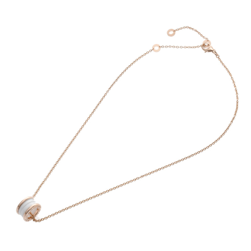 BVLGARI ブルガリ B-ZERO1 レディース K18ピンクゴールド PG ホワイトセラミック ネックレス Aランク 中古 銀蔵