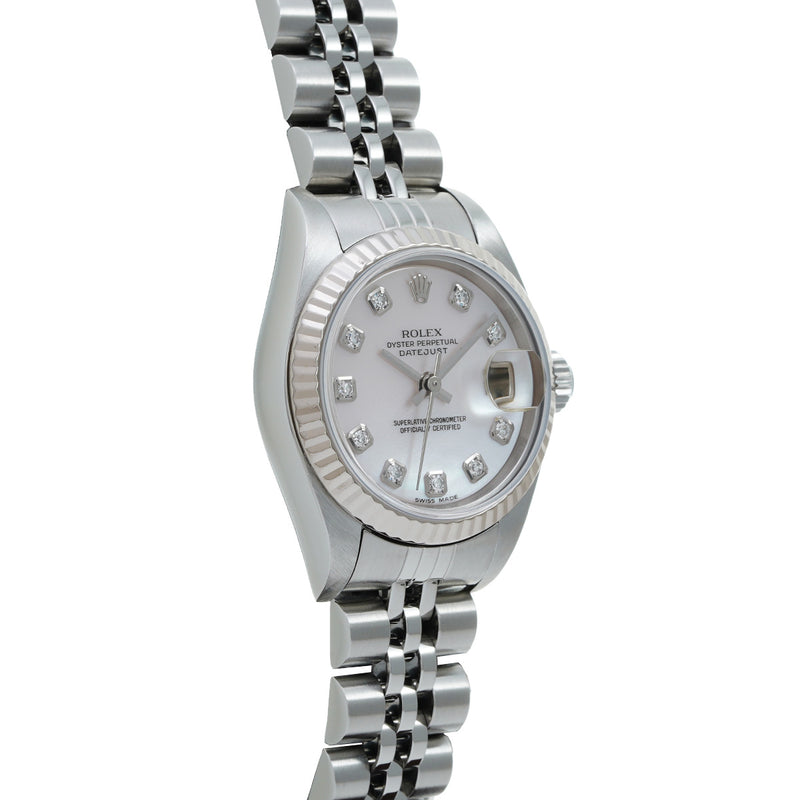 ロレックス デイトジャスト 10Pダイヤ 79174NG F番(2004年頃製造) ピンクシェル/ダイヤモンド レディース 腕時計 自動巻き 中古 銀蔵