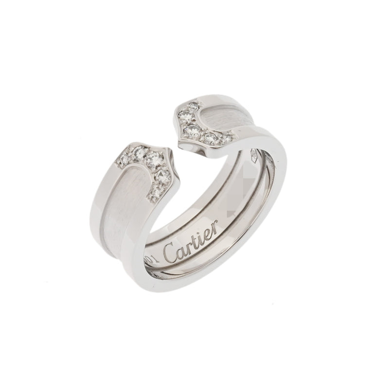 CARTIER カルティエ 2Cリング ダイヤ #49 8.5号 レディース K18ホワイトゴールド WG リング・指輪 Aランク 中古 銀蔵