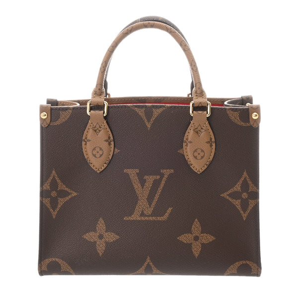 LOUIS VUITTON ルイヴィトン モノグラムリバース オンザゴー PM ブラウン M46373 レディース モノグラムキャンバス ハンドバッグ 未使用 銀蔵