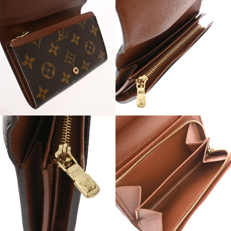 LOUIS VUITTON ルイヴィトン モノグラム ポルトモネ ビエ トレゾール ブラウン M61730 ユニセックス モノグラムキャンバス 二つ折り財布 ABランク 中古 銀蔵