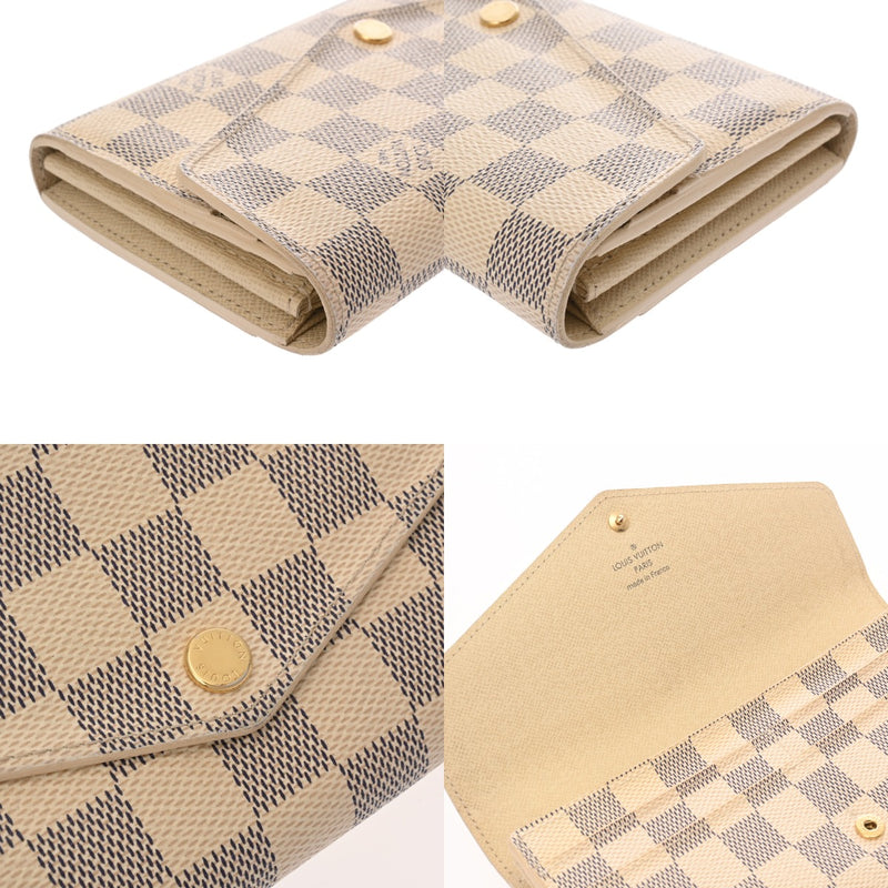 LOUIS VUITTON ルイヴィトン ダミエアズール ポルトフォイユサラ ホワイト N63208 ユニセックス ダミエキャンバス 長財布 Bランク 中古 銀蔵