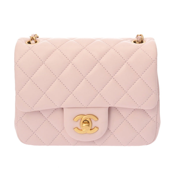 CHANEL シャネル ミニマトラッセ チェーンショルダー ピンク レディース ラムスキン ショルダーバッグ 新同 中古 銀蔵