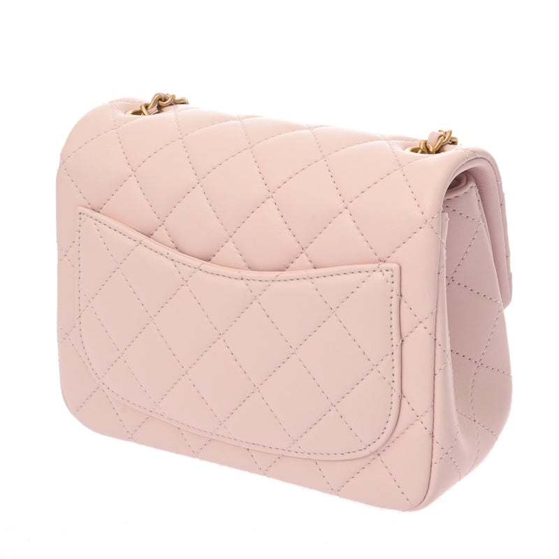 CHANEL シャネル ミニマトラッセ チェーンショルダー ピンク レディース ラムスキン ショルダーバッグ 新同 中古 銀蔵