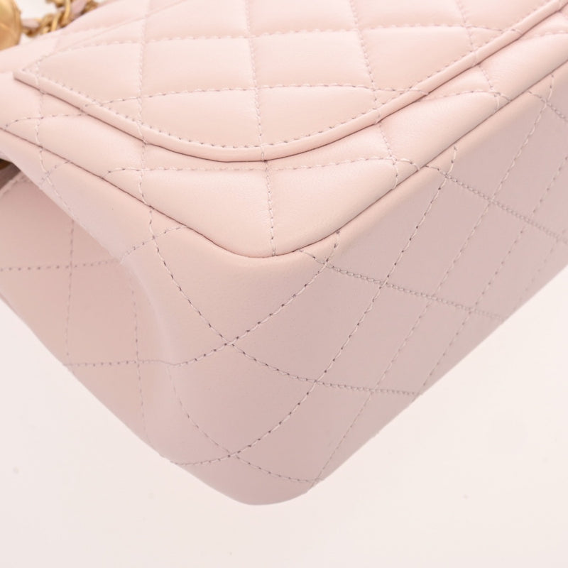 CHANEL シャネル ミニマトラッセ チェーンショルダー ピンク レディース ラムスキン ショルダーバッグ 新同 中古 銀蔵