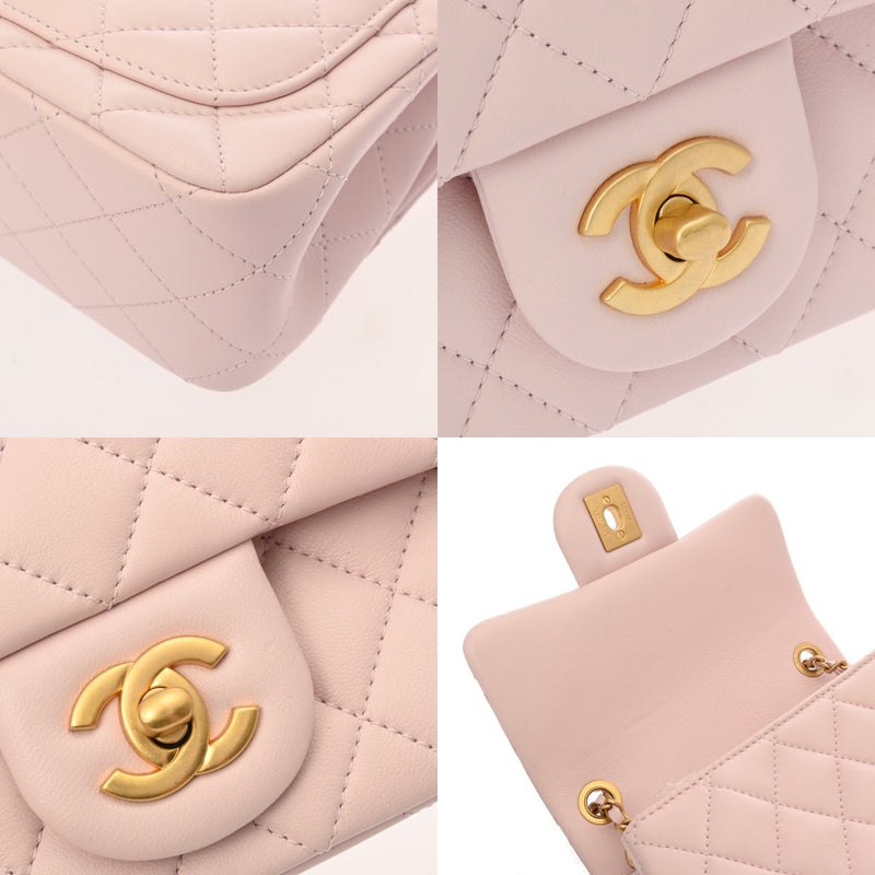 CHANEL シャネル ミニマトラッセ チェーンショルダー ピンク レディース ラムスキン ショルダーバッグ 新同 中古 銀蔵