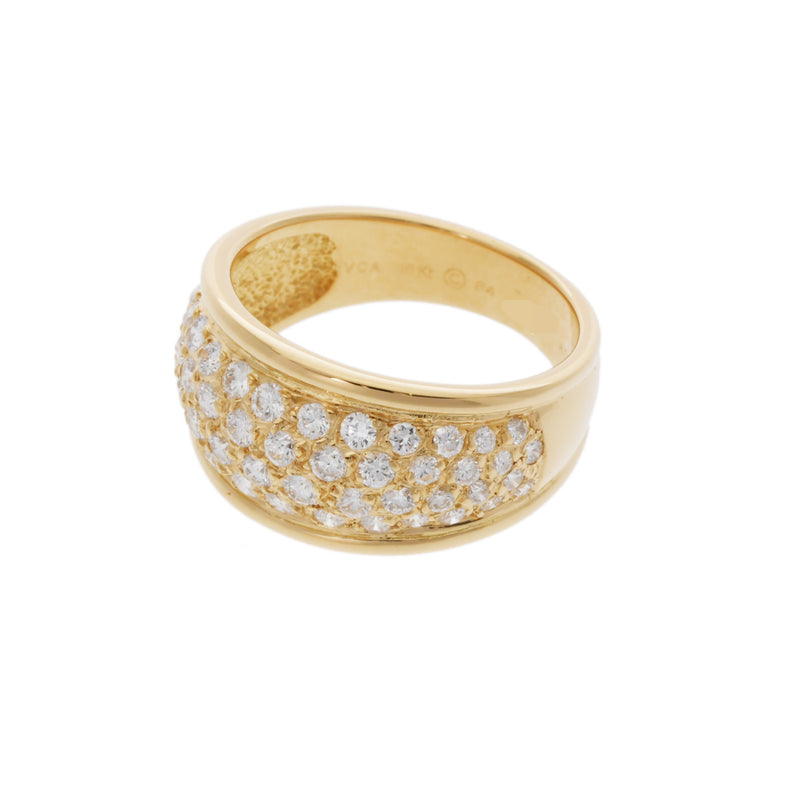 VAN CLEEF & ARPELS ヴァンクリーフ＆アーペル ヴィンテージアルハンブラ パヴェダイヤ #52 12号 レディース K18イエローゴールド YG リング・指輪 Aランク 中古 銀蔵