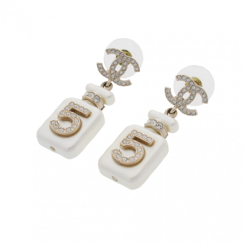 CHANEL シャネル ココマーク ピアス 22年モデル ホワイト ゴールド レディース GP フェイクパール ラインストーン ピアス Aランク 中古 銀蔵