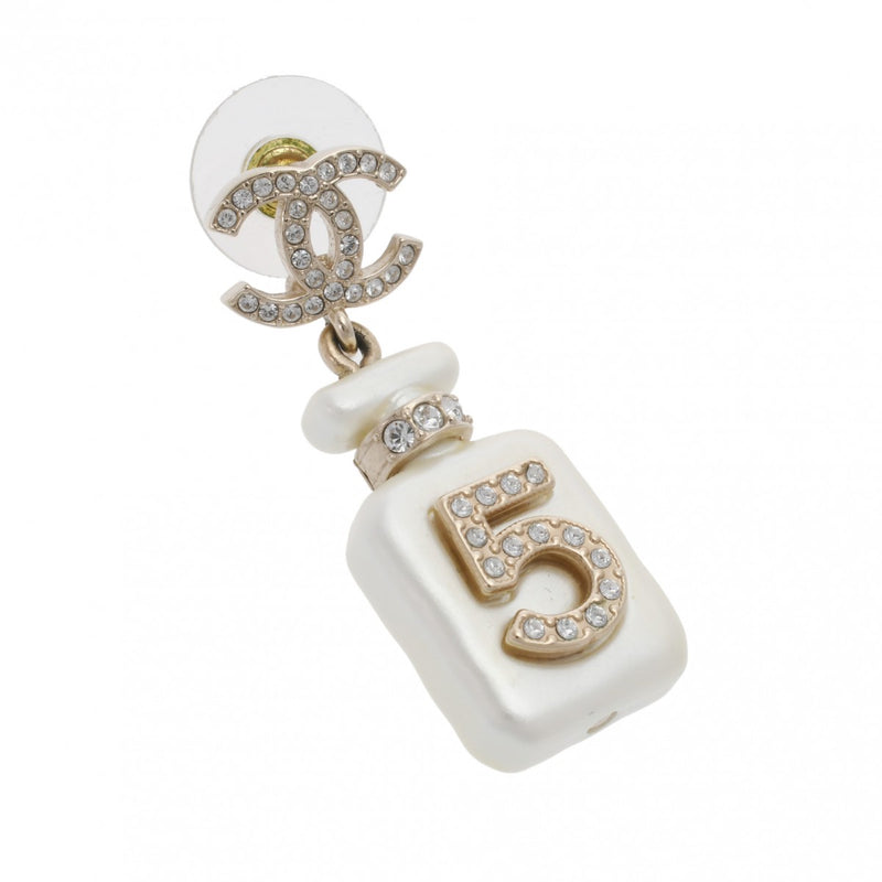 CHANEL シャネル ココマーク ピアス 22年モデル ホワイト ゴールド レディース GP フェイクパール ラインストーン ピアス Aランク 中古 銀蔵