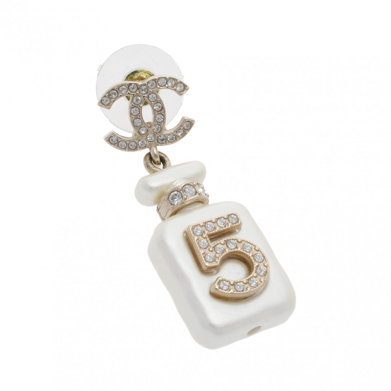 CHANEL シャネル ココマーク ピアス 22年モデル ホワイト ゴールド レディース GP フェイクパール ラインストーン ピアス Aランク 中古 銀蔵