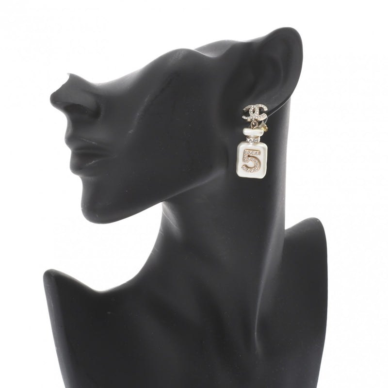 CHANEL シャネル ココマーク ピアス 22年モデル ホワイト ゴールド レディース GP フェイクパール ラインストーン ピアス Aランク 中古 銀蔵