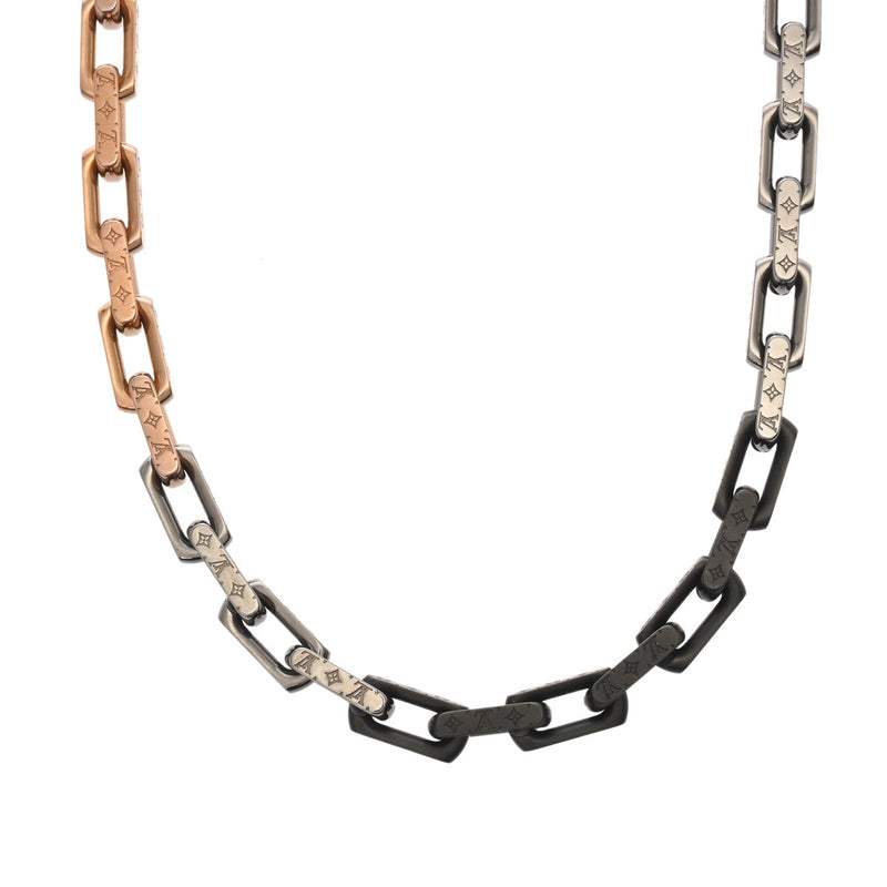 LOUIS VUITTON ルイヴィトン モノグラム コリエ チェーンネックレス シルバー ゴールド ブラック M01190 メンズ GP ネックレス Aランク 中古 銀蔵