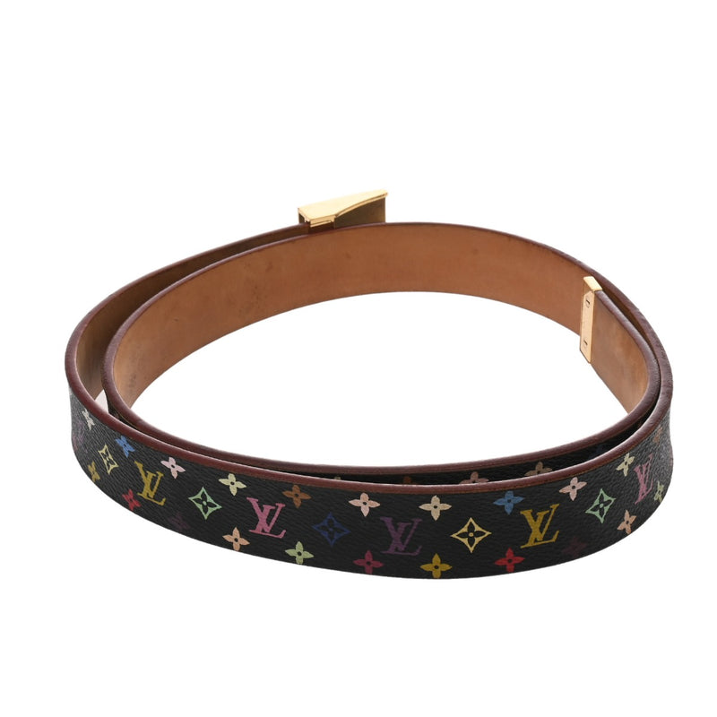 LOUIS VUITTON ルイヴィトン マルチカラー サンチュール キャレ 90cm ノワール ゴールド金具 M9271 レディース モノグラムマルチカラー ベルト Bランク 中古 銀蔵