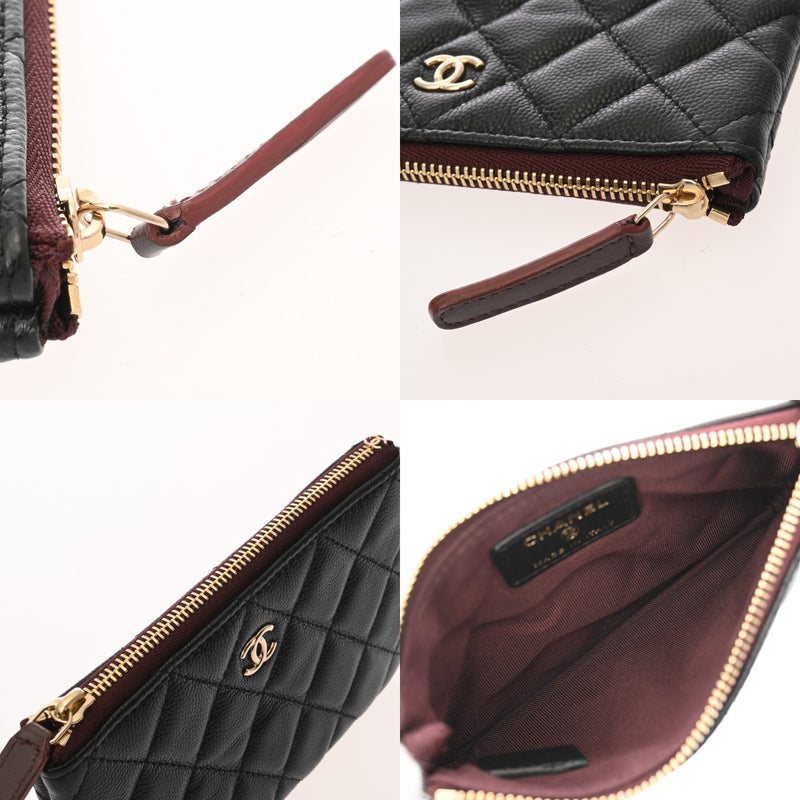CHANEL シャネル マトラッセ クラシックミニポーチ ブラック GP金具 A82365 ユニセックス キャビアスキン ポーチ Aランク 中古 銀蔵