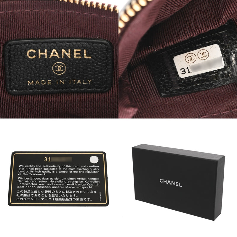 CHANEL シャネル マトラッセ クラシックミニポーチ ブラック GP金具 A82365 ユニセックス キャビアスキン ポーチ Aランク 中古 銀蔵