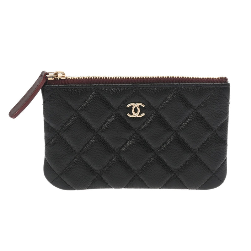 CHANEL シャネル マトラッセ クラシックミニポーチ ブラック GP金具 A82365 ユニセックス キャビアスキン ポーチ Aランク 中古 銀蔵